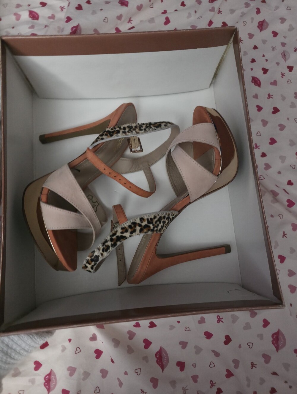 Chic Pink Leopard Accent Stiletto Sandals